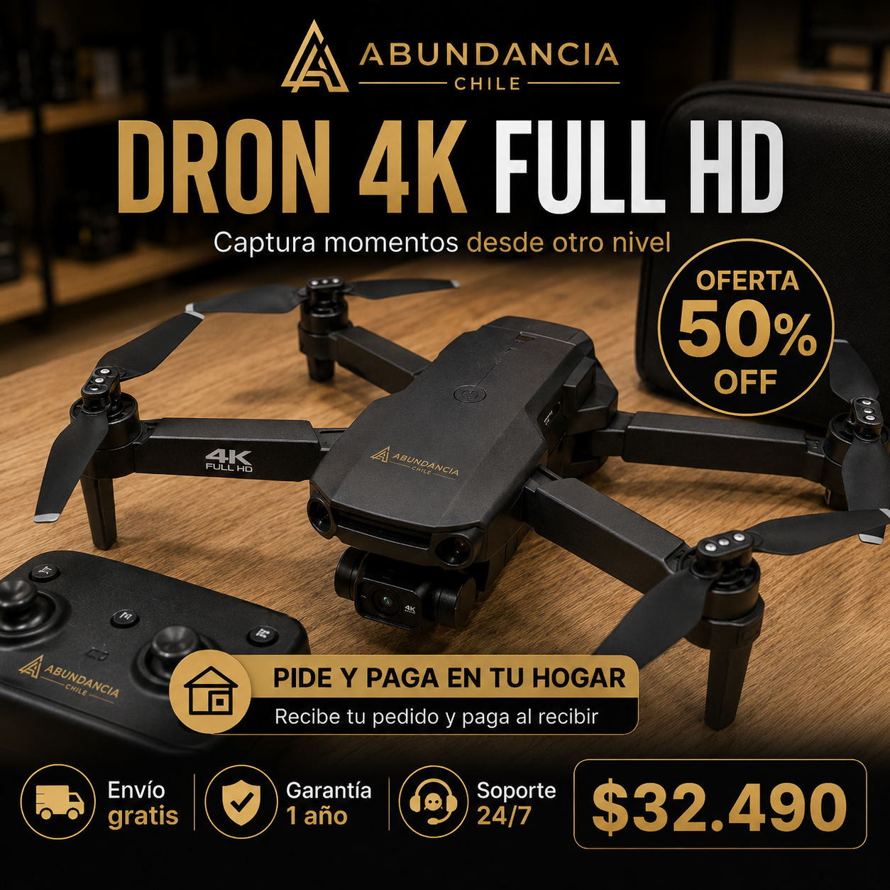 Dron Plegable Con Camara Wifi Hd Fpv